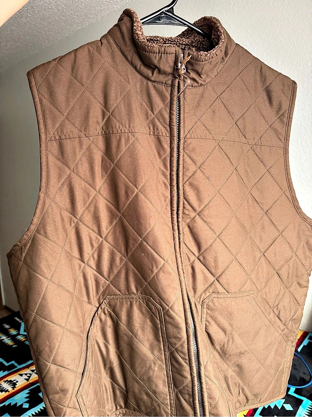 Pendleton Quilted Sherpa-Lined Vest in Brown Like New